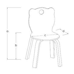 Krzesełko dziecięce DYR, rysunek techniczny i wymiary, Bester Studio